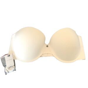 Lucky Brand Ivory Strapless Adjustable Underwire Banded Bra Plus Size 42D